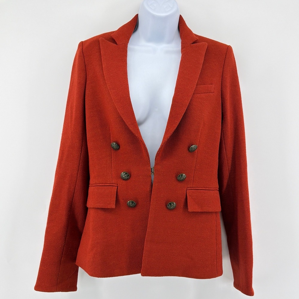 Veronica Beard Dickey Blazer Jacket Rust Terracotta Crest Buttons Size 2 USA